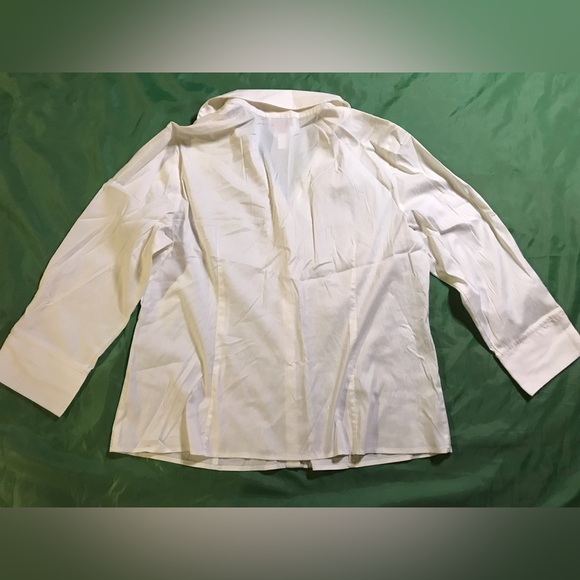 Talbots Women’s Petite 3/4 Length White Button Down Blouse Size 14P - Picture 5 of 6